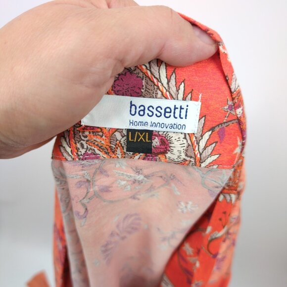 Bassetti Italian Cotton Kimono Robe L/XL Orange Paisley Boho Lounge Rare Print - Picture 6 of 8